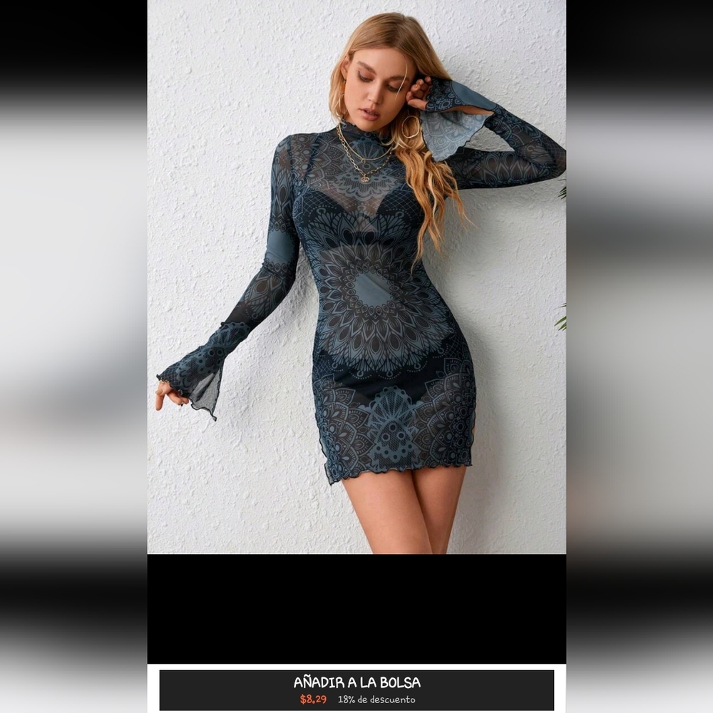 Elegant Black Patterned Dress